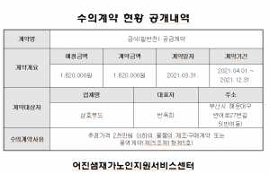 급식(밑반찬) 공급 계약(21.04.01.~21.12.31.)