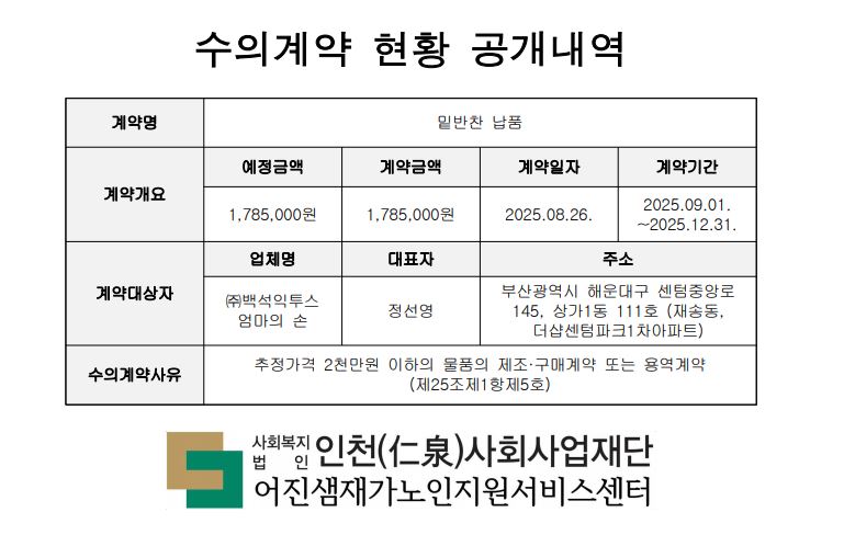 수의계약 현황 공개내역(엄마의손)